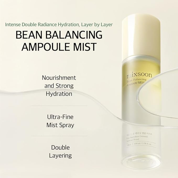 mixsoon Bean Balancing Ampoule Mist Skin moisturizer and Oil balance For Hydrated Radiance Korean Glass Skin Care 3.38 fl. oz. / 100ml-Velvo Beauty