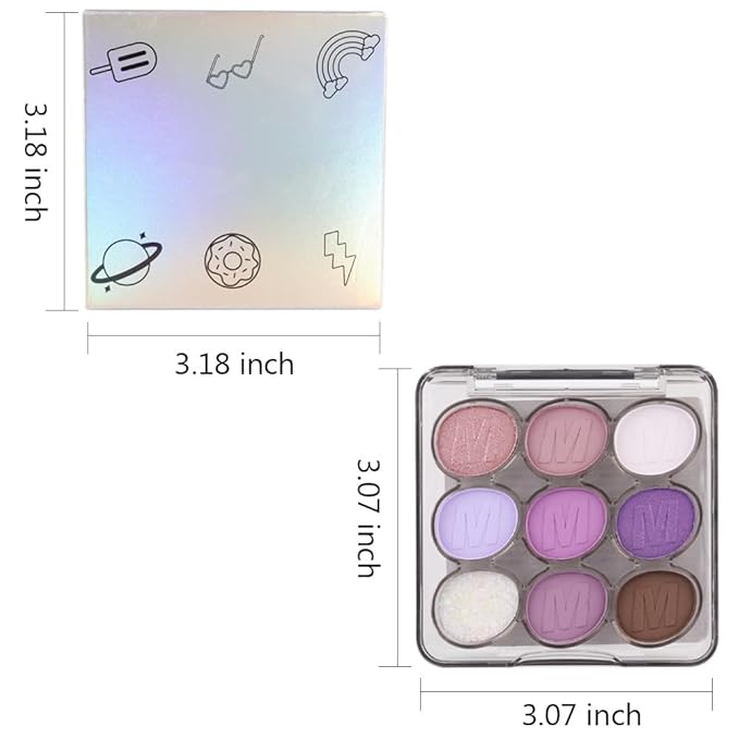 9 Colors Purple Grape Matte Shimmer Eyeshadow Palette for Eye Makeup,High Pigmented Brown Eye Shadow Primers Powder Palet de sombras de ojos-Velvo Beauty