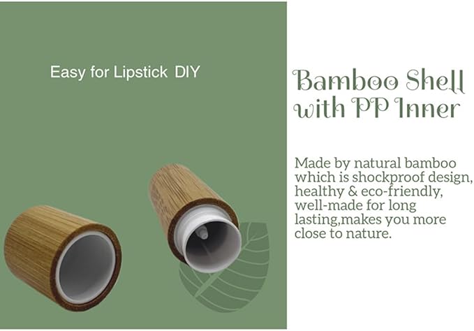 Bamboo Empty Lip Balm Containers 5.5g 6 Pack,Refillable DIY Lip Balm Tube Containers with Clear PP Plastic Inner,Lip Gloss Tubes Chapstick Holder for DIY Cosmetic Samples Deodorant-Velvo Beauty