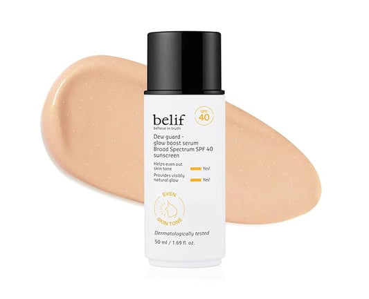 belif Dew Guard Vitamin C Glow Tint SPF 40 - Niacinamide, Hyaluronic Acid, Glow Booster + Serum + UVA/UVB Protection, Korean Tinted Mositurizer, 1.69 fl. oz-Velvo Beauty