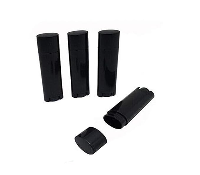 4.5g 0.15oz Empty Refillable Plastic DIY Lipstick Lip Balm Lip Gloss Tubes Holder Containers Oval Deodorant Crayon Tube Pipe Bottle Case (Pack of 10, Black)-Velvo Beauty