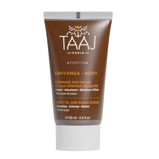 | Face & Body Scrub with Oils & Sugar Crystals | Gentle Exfoliation & Cleansing | Smooths, Softens & Boosts Radiance | Ayurvedic-Inspired Skincare | Nourishing oils | 87% natural| 5.1 fl oz-Velvo Beauty