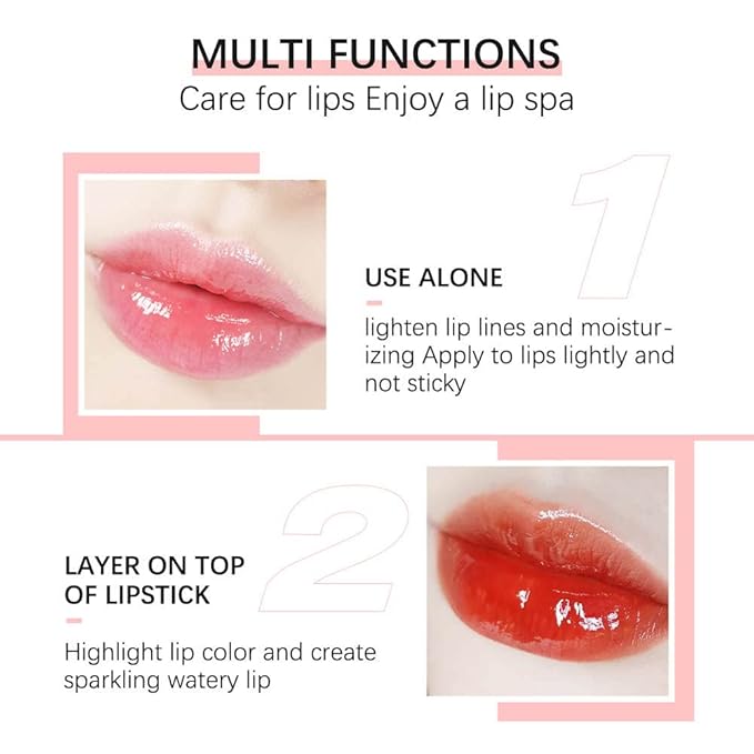Lip Glow Oil, Care Of Lips, Highlight Lip Color And Lip Oil Hydrating Tinted Lip Balm, Lip Oil Gloss Tinted Hydrating Lip Care Lines Lip Crystal Jelly Moisturizing (012 RoseWood)-Velvo Beauty