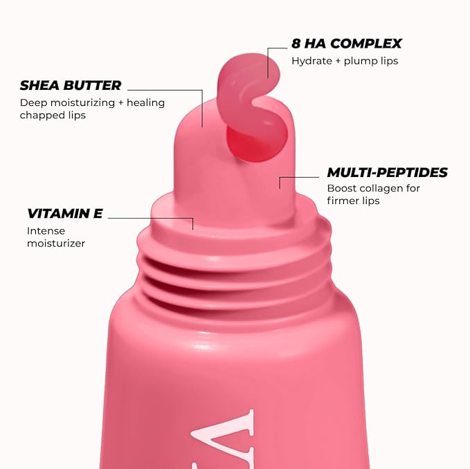 Vitamasques Lip Butter Balm Strawberry, Korean Lip Balm - Peptide Lip Treatment - Lip Balm Hydrating - Light Tinted Lip balm - Made in Korea - 0.33 fl.oz-Velvo Beauty