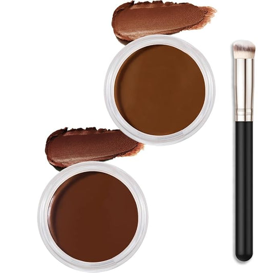Kaely 2Pcs Cream Pot Concealer Full Coverage Set,Conceal Brighten Dark Circles,under Eye Color Correcting Concealer,Waterproof Foundation Palette with Brush,corrector de ojeras,Vegan Makeup,11+12-Velvo Beauty