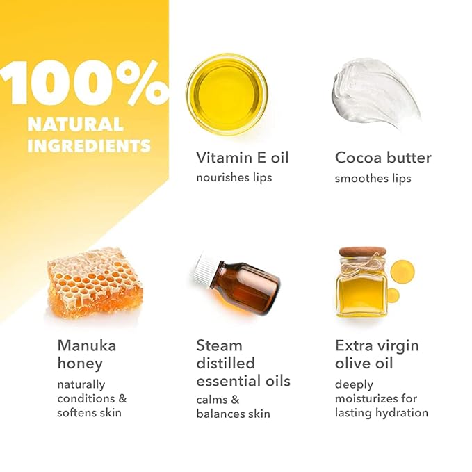 Lip Balm 2-Pack (Manuka Honey & Cocoa Butter) | Lip Care Set With 100% All Natural Beeswax | Vitamin E Oil-Velvo Beauty