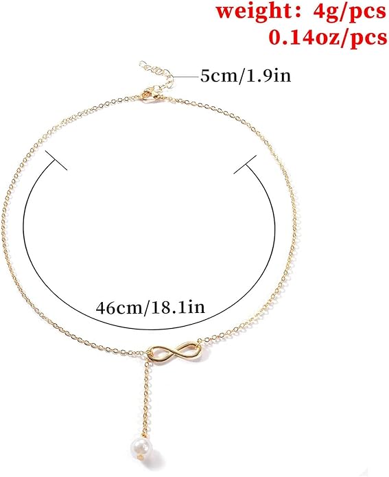 Boho Pearl Infinity Necklace Silver Y Pearl Necklace Minimalist Chain Y Lariat Necklace Chain Jewelry for Women and Girls-Velvo Beauty