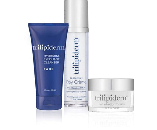 Trilipiderm Essential Face Regimen Bundle – Hydrating Exfoliant Cleanser, Protective Day Crème, Rehydration Night Crème Set – Complete 3-Step Skincare Solution for Hydration and Renewal-Velvo Beauty
