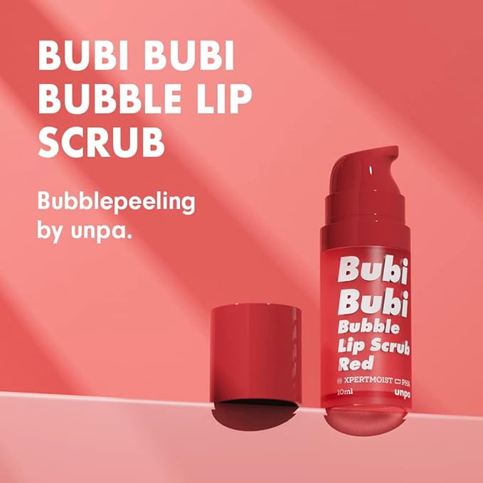 UNPA Bubi Bubi Bubble Lip Scrub Red 0.33 Fl Oz| Lip Bubble Moisturizer & Lip Scrubber | Lip Care Products for Lip Repair & Lip Lightening | Lip Scrubs Exfoliator & Moisturizer | Korean Lip Moisturizer-Velvo Beauty
