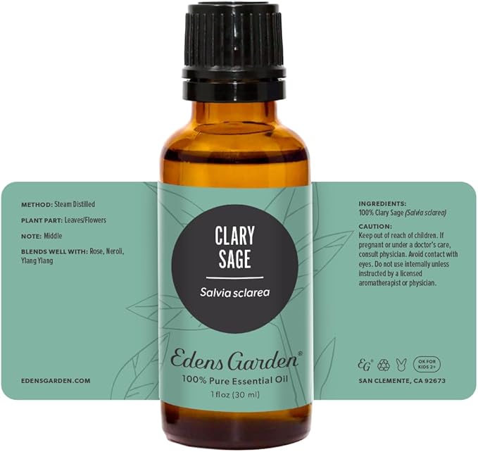 Edens Garden Clary Sage Essential Oil- 100% Pure Premium Grade, Undiluted, Natural, Therapeutic, Aromatherapy, The Best for Diffuser, Skin, Humidifiers, Kid Safe 30 ml (1 fl oz)-Velvo Beauty
