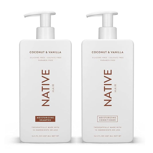 Native Coconut & Vanilla Shampoo and Conditioner Contain Naturally Derived Ingredients | All Hair Types, Color & Treated, Fine to Dry Damaged, Sulfate & Dye Free - 2-Pack-Velvo Beauty