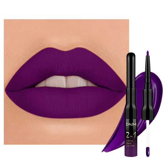 evpct 1Pcs Purple Matte Lip Liner & Liquid Lipstick Stain Makeup Set for Women, Purple Lip Liner Stain Long Lasting Waterproof Smudge Proof, Cruelty Free Lip Stick Makeup 24 hours originales, 52-Velvo Beauty