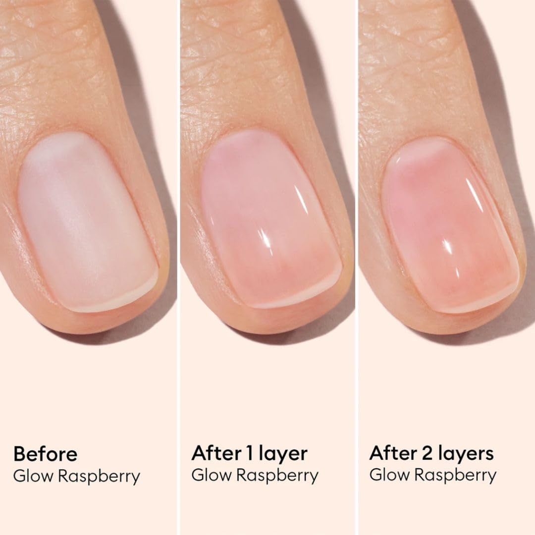 Manucurist Active Glow Raspberry Nail Polish & Care - Ultra-Glowy 2 in 1 Nail Concealer & Care - Plant-Based Ingredients: Sweet Almond Oil, Raspberry for Nourished Nail Rosy Mirror-Like Shine-Velvo Beauty