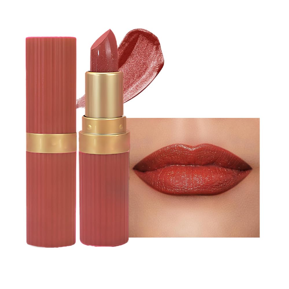 Red Metallic Lipstick for Women,Lightweight Shimmer Frosted Lipstick,Glitter Lip Gloss Stain Long Lasting Waterproof Smudge Proof 24 Hour Full Coverage Lip Makeup,Vegan-Velvo Beauty