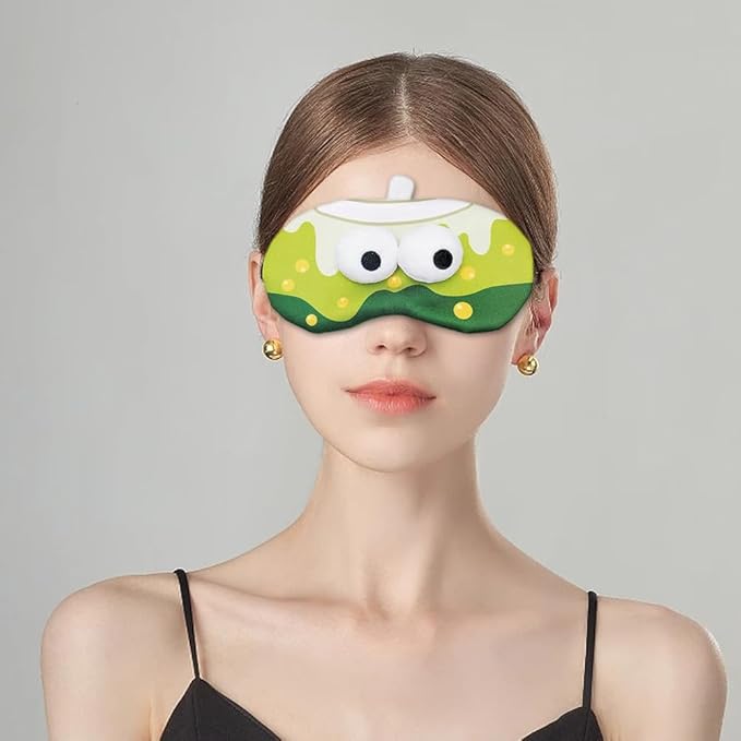 PERFECTSIGHT Sleep Eye Masks, Cute Plush Sleep Eye Cover Lightweight Adjustable Eyeshade Faux Fur Mask Cover for Women Men Sleep Travel Nap, Bubble Tea-Velvo Beauty