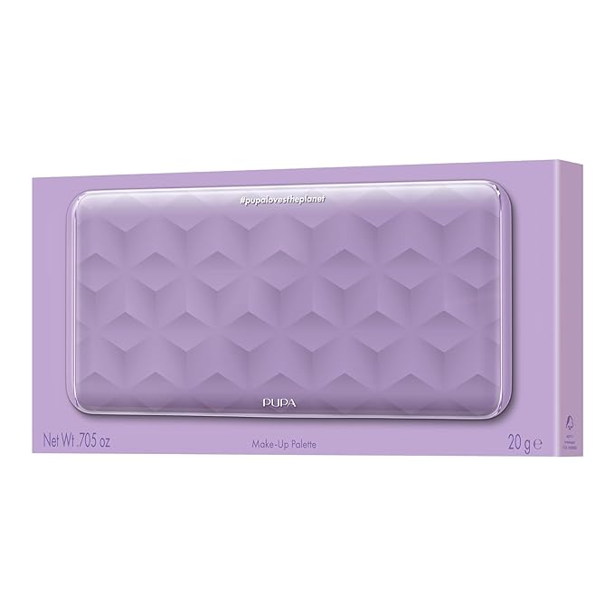 Pupa Milano Make-Up Palette L, 001 Lilac, 0.71 oz - 18 Pan Eyeshadow and Blush Palette, Matte, Shimmer, Metallic Finishes - Blendable Velvety Texture Blush Powder - Talc-Free - Eco-Friendly Packaging-Velvo Beauty