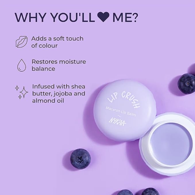 Cosmetics Lip Crush Macaron Lip Balm - Lip Butter with Shea Butter and Sweet Almond Oil - Nourishing and Healthy Lips - 01 Blueberry - 0.28 oz-Velvo Beauty