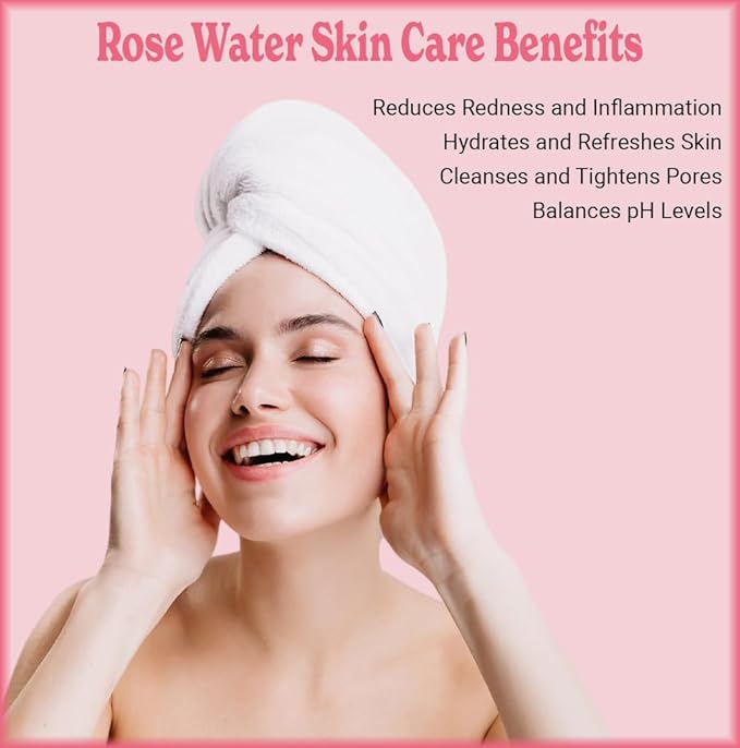 Natural Born Oils 8oz Rose Water Hydrosol, 100% Pure and Natural, Organic, Steam-distilled, Facial Toner Cleanser, with Sprayer, 8-Rose-Water-Velvo Beauty