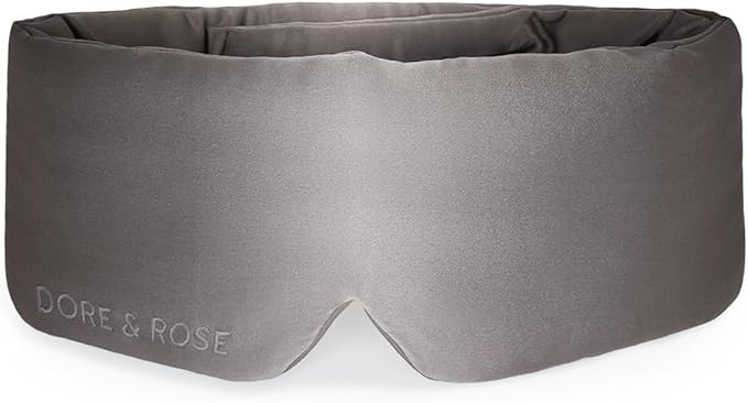 Dore & Rose Deep Sleep Mask Light Blocking, 23 Momme Mulberry Silk Eye Mask, Ultra Soft, Adjustable - Travel Sleeping Mask for Men & Women - Charcoal-Velvo Beauty