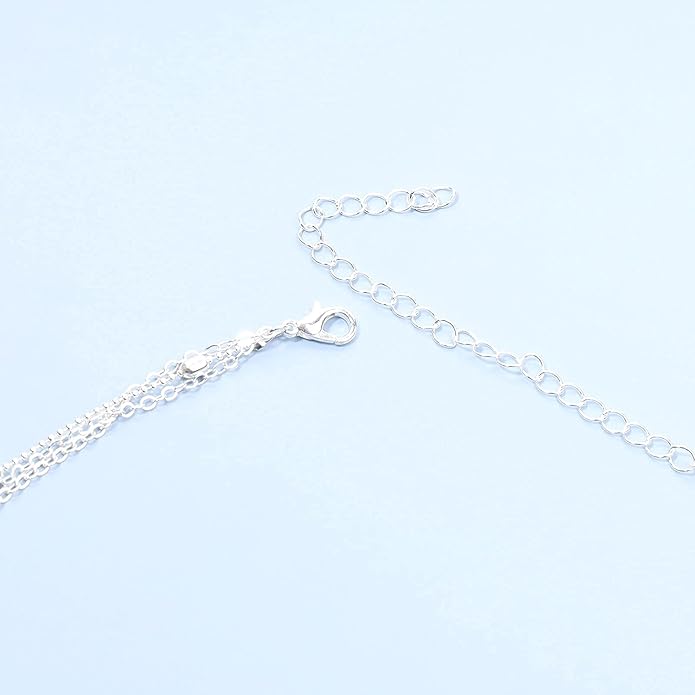 Boho Layered Moon Necklace Silver Compass Disc Pendant Necklace Chain Cow Evil Eye Charm Necklace Jewelry for Women-Velvo Beauty