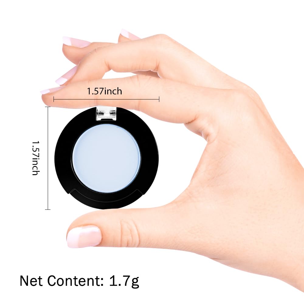 Monochrome Pressed Eyeshadow, Matte Blue Waterproof Neutral Powde Mini Eyeshadow, sombras para ojos, Talc, Paraben & Cruelty Free (C10#Matte Blue)-Velvo Beauty