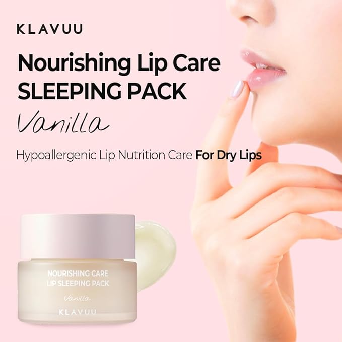 Klavuu Nourishing Care Lip Sleeping Pack - Lip Mask for Exfoliating & Nourishing Lip Treatment Balm for Dry Lips - Natural Moisturizing Lip Oil with - Lip Balm to Repair & Protect Lips 0.7oz (Vanila)-Velvo Beauty