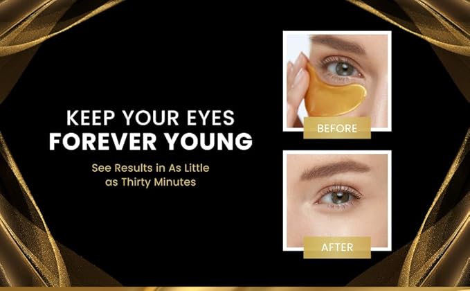 24K Gold Under Eye Mask | Under Eye Treatment for Women | Collagen Eye Pads with Hydrogel | Eye Patches | Eye Mask Skin Care | 48 Pairs (3 packs)-Velvo Beauty