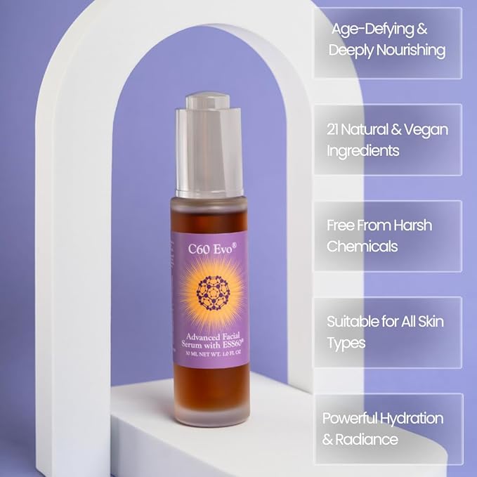 Advanced Facial Serum, Natural Serums for Skin Care with Pure C60 ESS60, Deeply Nourishing and Age-Defying Serum for Face, Facial Serum Infused with 21 Natural and Vegan Ingredients, 1 oz-Velvo Beauty