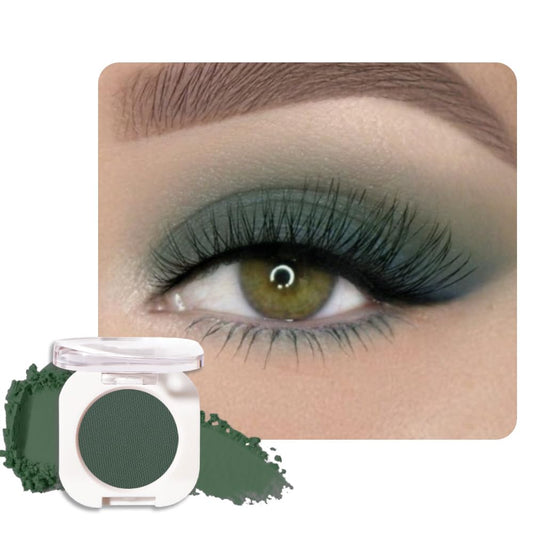 Single Matte Eye Shadow Palette Makeup, Forest Green Matte Eyeshadow for Women Halloween Birthday Party Wear, Monochrome Eye Shadow Makeup, Pigmented Waterproof Sombras Para Ojos, 16-Velvo Beauty