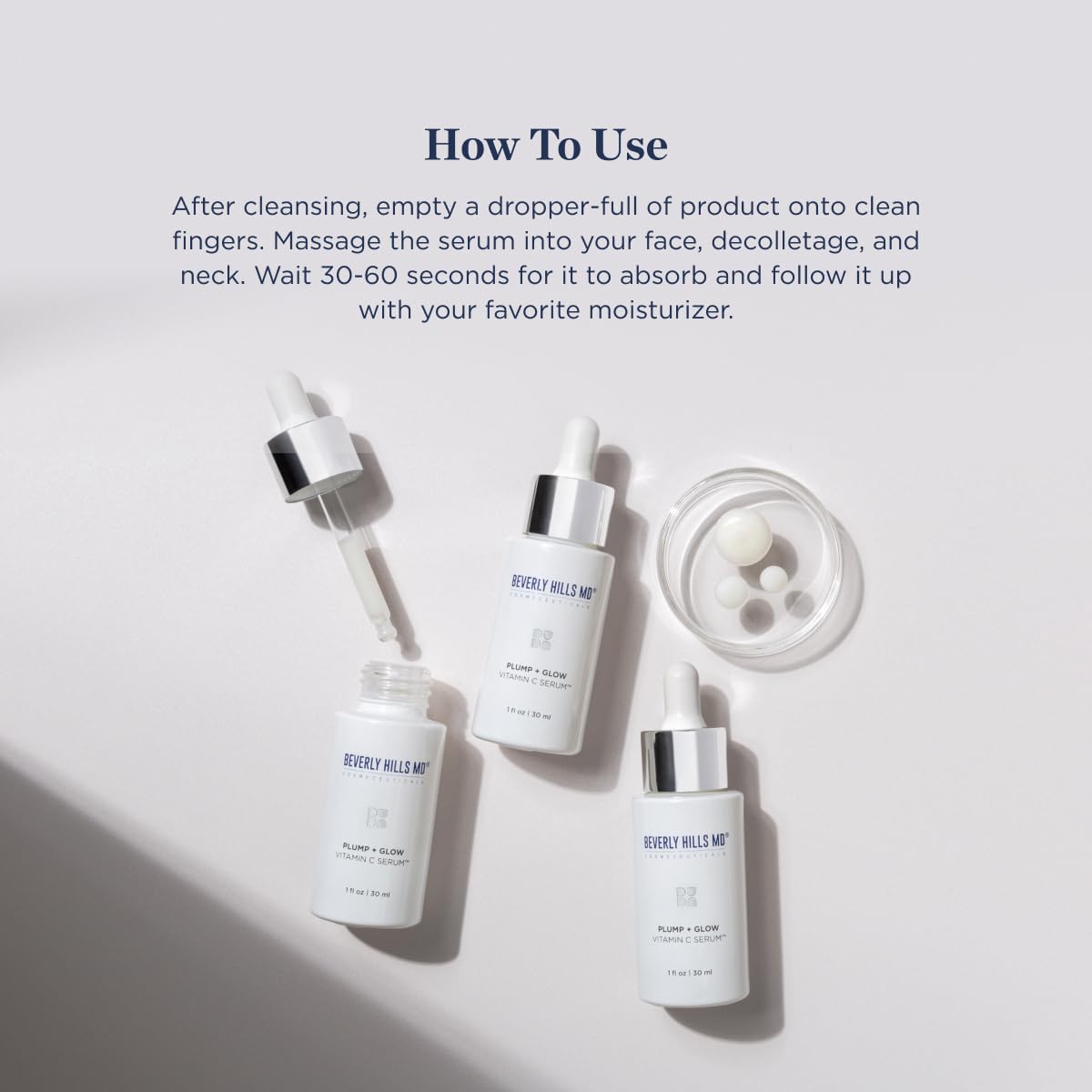 Beverly Hills MD Plump + Glow Vitamin C Serum for Aging Skin- Plumping Anti Wrinkle Lines Formula - Smooth, Firm, Brighten Skin w/Kakadu Plum, Niacinamide, Pomegranate Oil, Red Algae Extracts-Velvo Beauty