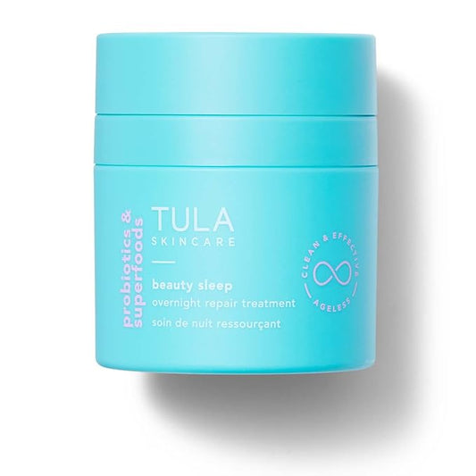 TULA Skin Care Beauty Sleep Overnight Repair Treatment - Anti-Aging, Night Cream, Contains Natural Peptides, AHAs, Retinol, Vitamin C to Reduce the Appearance of Lines and Dull Tone, 1.7 oz.-Velvo Beauty