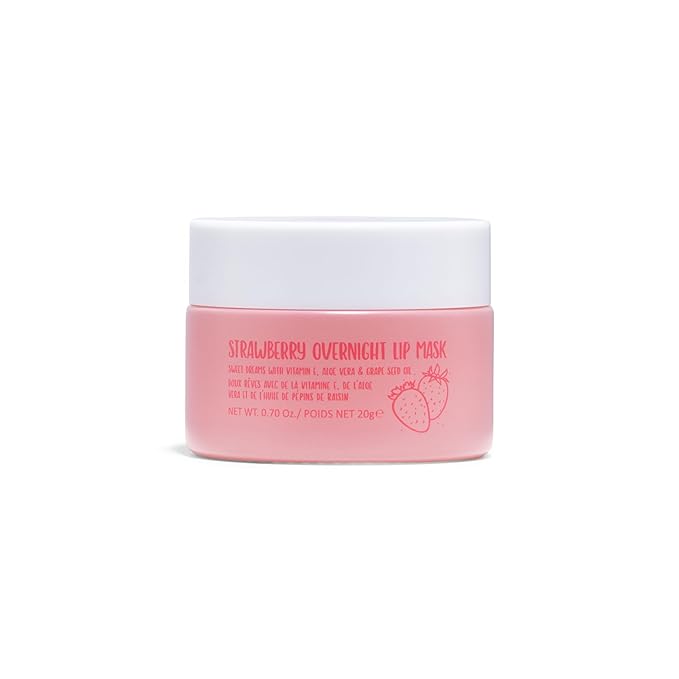 W7 Super Sweet Dreams Strawberry Lip Mask - Vitamin E, Aloe Vera and Grape Seed Oil - For Hydrated, Full Looking & Irresistible Lips - 0.67 Fl Oz-Velvo Beauty