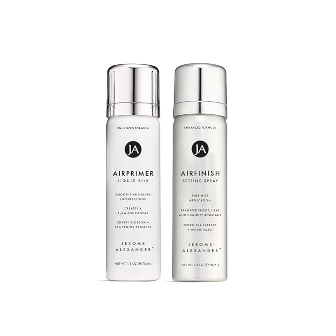 Jerome Alexander MagicMinerals Air Primer & Setting Spray Bundle – LiquidSilk Air Primer and AirFinish Setting Spray – Pore-Minimizing, Skin-Smoothing Formula for Long-Lasting, Flawless Matte Finish-Velvo Beauty