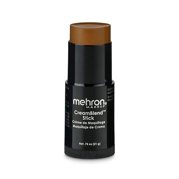 Mehron Makeup CreamBlend Stick | Face Paint, Body Paint, & Foundation Cream Makeup | Body Paint Stick Perfect for Halloween .75 oz (21 g) (Dark 1)-Velvo Beauty
