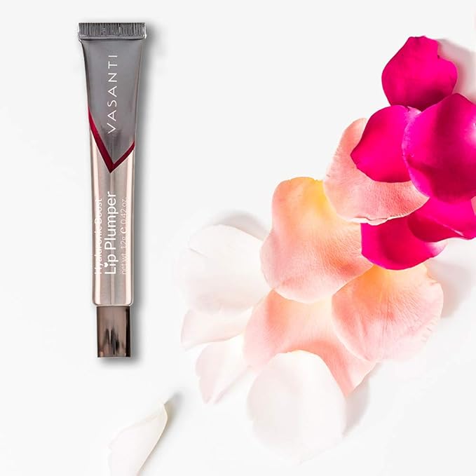 VASANTI Lip Plumper Hyaluronic Boost - Natural Lip Enhancer, Volumizes and Softens Lips - Glossy, Non-sticky, Longwear Lip Gloss Care Treatment - Paraben-Free, Natural, Vegan, Cruelty-Free-Velvo Beauty