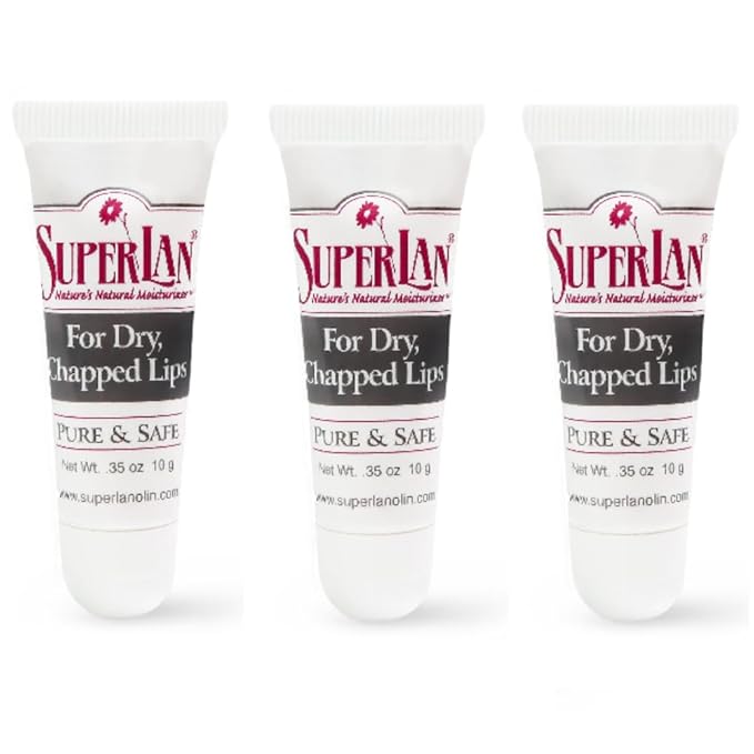 Organic Lanolin Lip Balm For Dry, Cracked, Chapped Lips By Superlan - Natural Lip Moisturizer With Ultra-Pure Medical Grade Lanolin & Jojoba Oil- Kosher Chapstick for Men Women & Children, (3 Pack)-Velvo Beauty