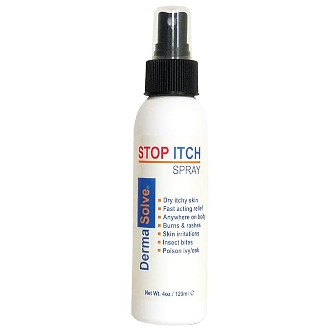 Dermasolve Stop Itch Spray with 100% Organic Neem Oil, Scalp and Body Psoriasis Relief, Dry Skin, Bites, Sunburn, Burns and Rashes-Velvo Beauty