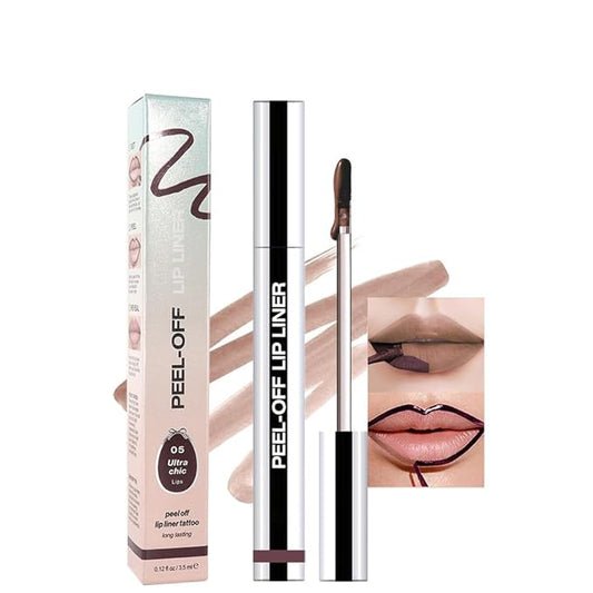 Matte Liquid Lip Stain Peel Off Lip liner Tattoo, Dark Brown Matte Peel Off Lip Stain, Long Lasting Waterproof Lipstick Lip Gloss Stain, Transfer-proof for All Skin Types, 0.12 fl oz 05#-Velvo Beauty