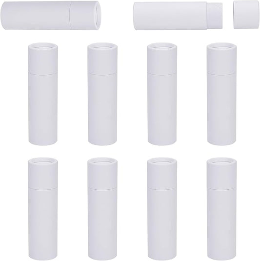 NICENEEDED 10 Pcs Paperboard Lip Balm Tubes, 0.6 Oz Kraft Paper Lipstick Tube, Cardboard Empty Deodorant Container Solid Perfume Tube Cosmetic Box for DIY Chapstick Deodorant Crayon-Velvo Beauty
