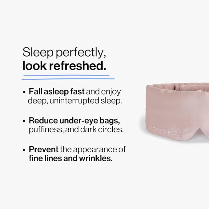 Dore & Rose Deep Sleep Mask Light Blocking, 23 Momme Mulberry Silk Eye Mask, Ultra Soft, Adjustable - Travel Sleeping Mask for Men & Women - Lotus-Velvo Beauty