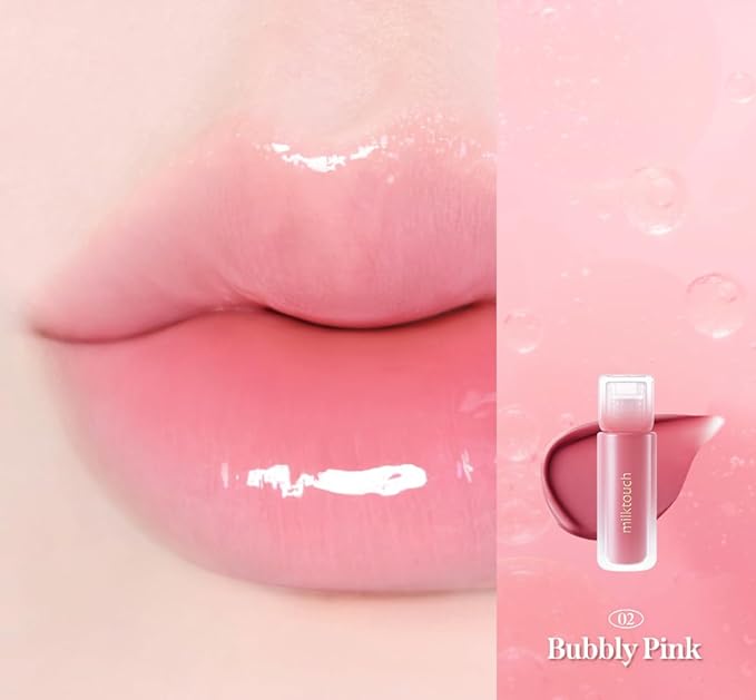 MILKTOUCH Dew Stain Sheer Lip Gloss (02 Bubbly Pink, 0.14 Fl Oz (Pack of 1))-Velvo Beauty