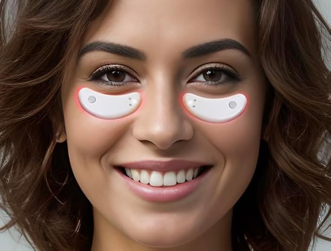 Red Light Therapy Eye Patches for Dark Circles, Tired Eyes, Puffiness, Eye Wrinkles & Eye Bags. Anti-Aging Eye Pods, Inflammation Gadget for Eyes with Red Light Therapy., White-Velvo Beauty