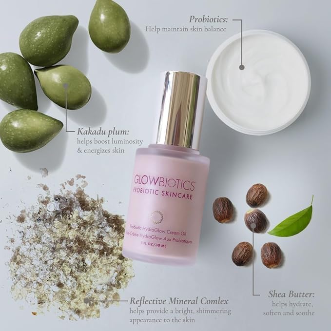 Glowbiotics Probiotic HydraGlow Illuminating Serum Pink: Hydrating Dew Drops for Radiant Skin, Illuminating Glow Enhancer with Hyaluronic Acid and Probiotics, 1 Fl Oz-Velvo Beauty