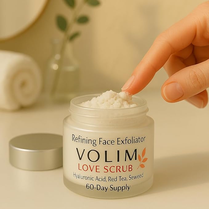 Love Scrub with Hyaluronic Acid Natural Face Exfoliator for Wrinkles, Acne, Fine Lines, Blackheads & Clogged Pores-Velvo Beauty