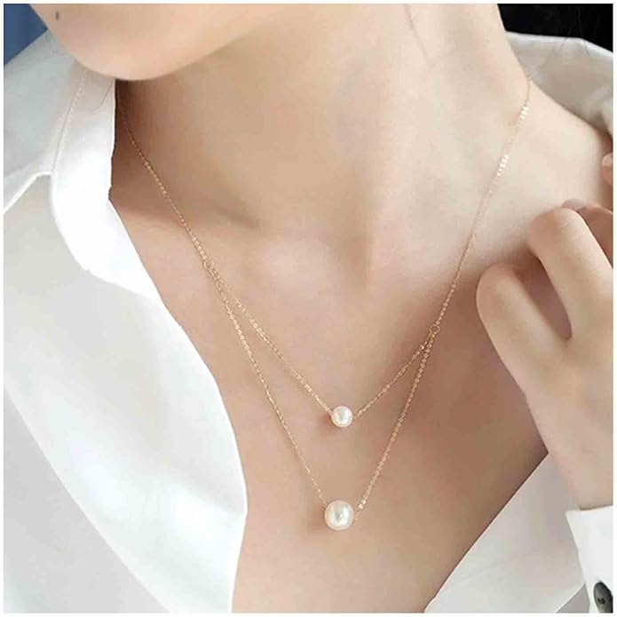 Boho Layered Pearl Necklace Choker Gold Pearl Pendant Necklace Multi Layer Vintage Necklace Chain Bridal Necklace Jewelry for Women and Girls-Velvo Beauty