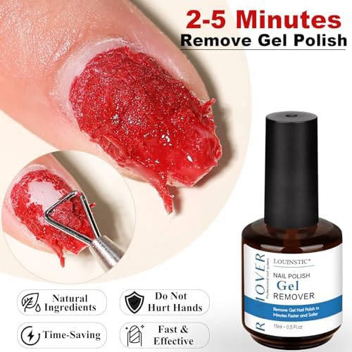 LOUINSTIC 2×15 ml Easy & Quick Gel Nail Remover Kit – Professional Gentle Acetone-Free Gel Polish Remover for Nails in 2–5 Minutes, No Soak or Foil, Includes Nail File – Home DIY Manicure & Travel-Velvo Beauty