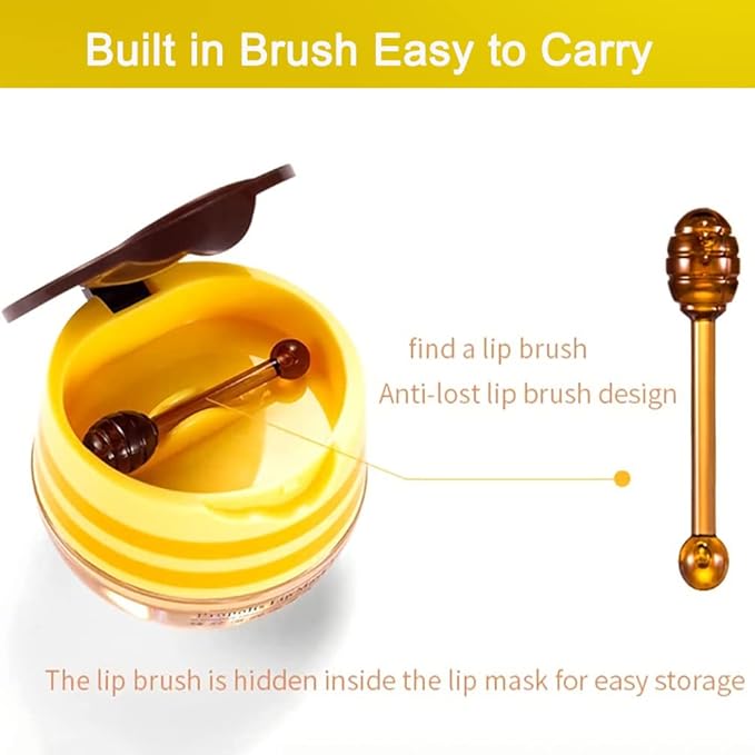 Bee Lip Balm Honey Pot, Exfoliating Honey Propolis Lip Mask, Hydrating & Prevention Dry and Cracked Lip Scrubs Exfoliator Lip Sleeping Mask Reduces Lip Lines Nourishing Lip Care Mask-Velvo Beauty