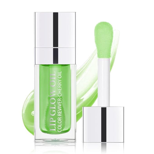 Hydrating Lip Glow Oil, Moisturizing Lip Glow Oil, Nourishing Glossy Transparent Lip Oil, Plumping Lip Oil, Lip Balm, Non-sticky Tinted Toot Lip Balm for Lip Care (GREEN APPLE) 0.2 OZ-Velvo Beauty