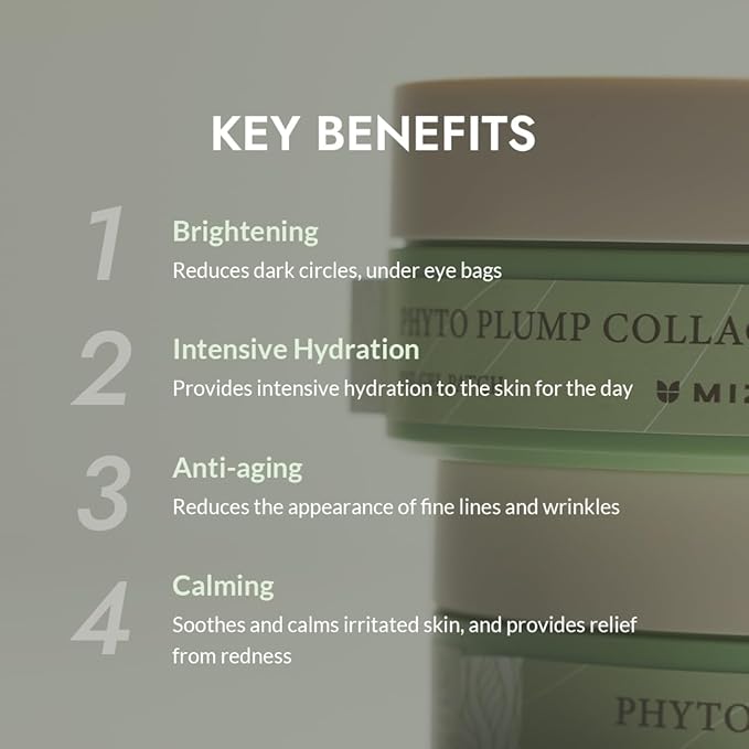 MIZON Phyto Plump Collagen Eye Gel Patch with Moringa, Triple Hyaluronic Acid, and Botanical Extracts for Brightening, Hydration, and Elasticity – 60pcs – Improves Vitality and Glow-Velvo Beauty