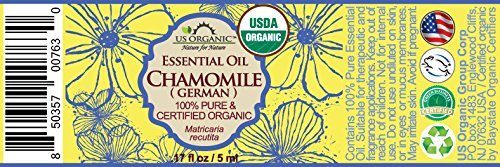 US Organic 100% Pure Blue Chamomile (German) Essential Oil - USDA Certified Organic, Steam Distilled - W/Euro Dropper (More Size Variations Available) (5 ml / 1/6 fl oz)-Velvo Beauty